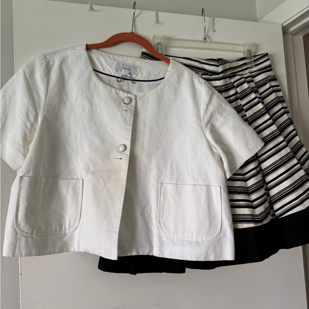 MNG SUIT lined White Short Sleeve Button-Up Jacket